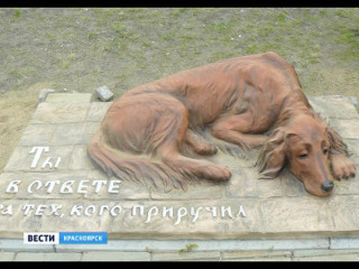 В Сосновоборске установили памятник брошенной собаке
