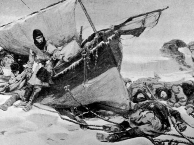 Картина, изображающая последние часы жизни сэра Джона Франклина и его команды (иллюстрация W Turner Smith).