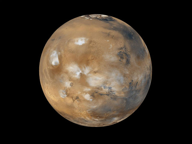 Шлейфы пыльных бурь на Марсе обычно не поднимаются выше 50 километров (фото NASA).