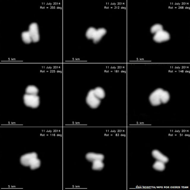 Снимки кометы 67P/Чурюмова-Герасименко, полученные зондом "Розетта" 4 июля 2014 года 